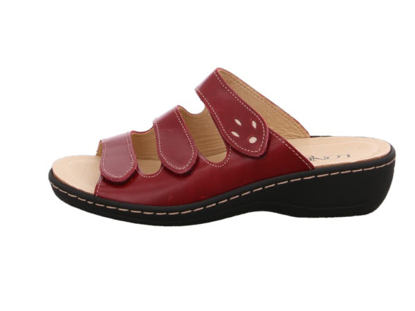 LONGO Damen Pantoletten rot/Wechselfußbett/Klettverschluß